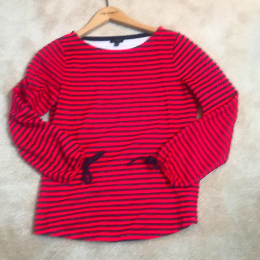 Talbots Nautical top, 3/4 sleeves with ties. Sz XS but fits like a Small. EUC - Picture 1 of 6